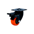 Rodízio Giratório Com Freio 2" PVC Preto e Laranja - Colson