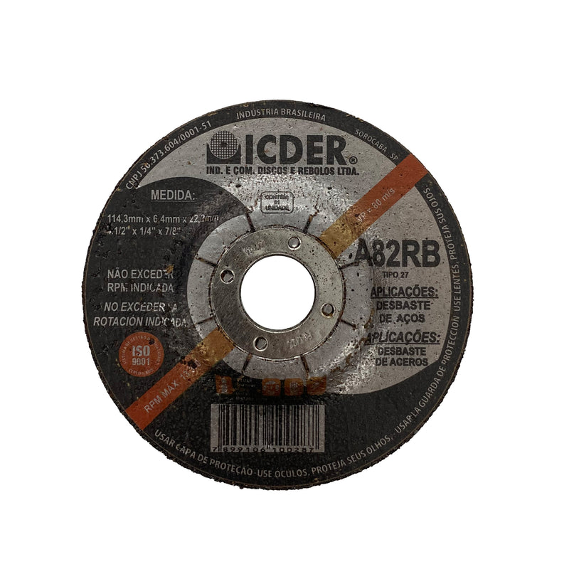 Disco de Desbaste 4.1/2" x 1/4" x 7/8" - Icder