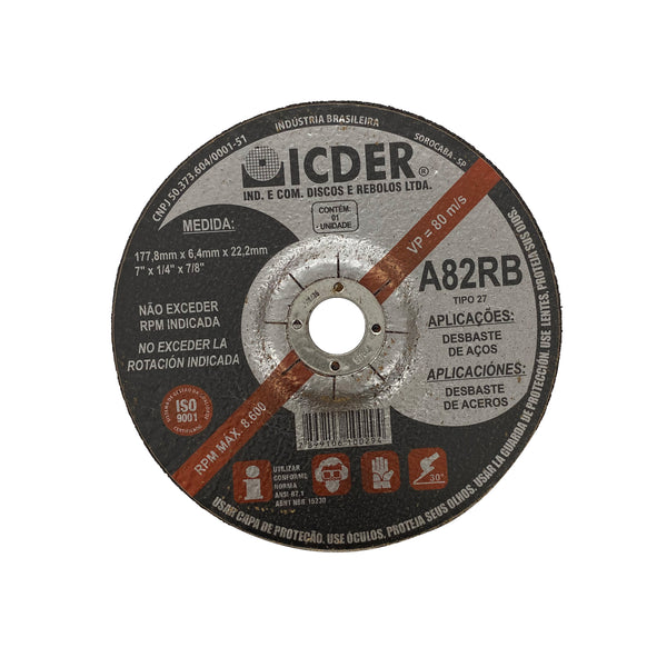 Disco de Desbaste 7" x 1/4" x 7/8" - Icder