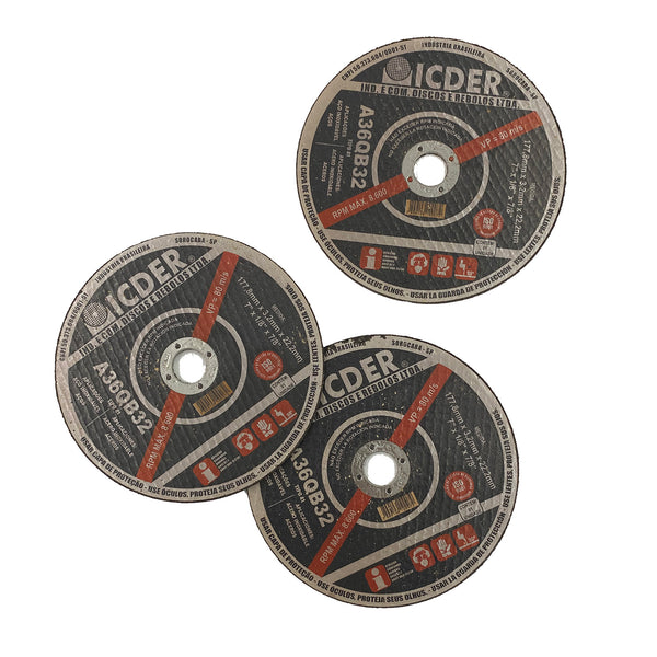 Disco De Corte - 7" x 1/8" x 7/8" - 2 Telas - Icder - 177,8 x 3,2 x 22,2 mm