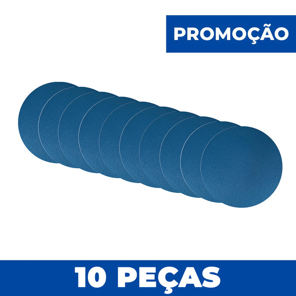 KIt 10 Disco Lixa Velcro 125mm - 5" - Filme - Sem Furo - ESCOLHA O GRÃO