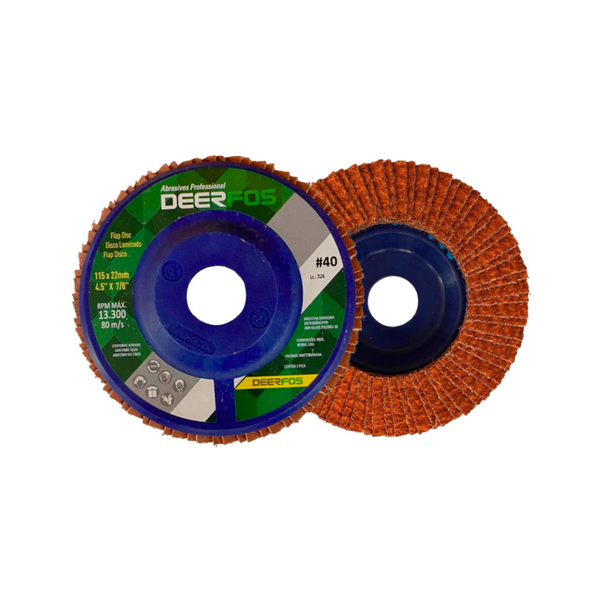 Disco Flap Cerâmico 115mm Plástico PS660 - Grão 40 - DEERFOS