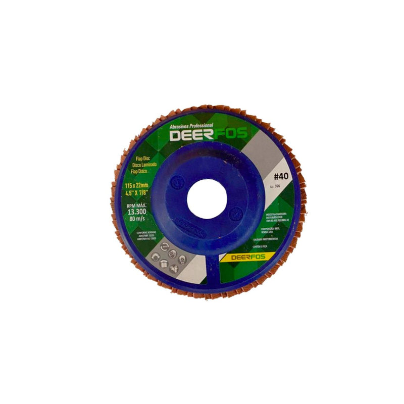 Disco Flap Cerâmico 115mm Plástico PS660 - Grão 40 - DEERFOS