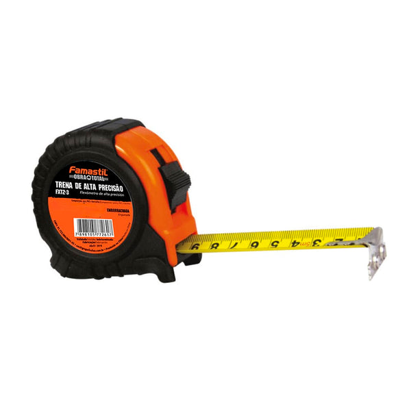 Trena Emborrachada 10m X 25mm  - Alta Precisão em Aço Emborrachada - Famastil
