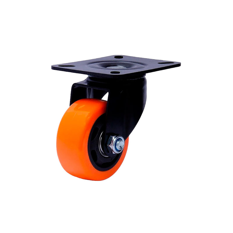 Rodízio Giratório Sem Freio 1.5/8" PVC Preto e Laranja - Colson