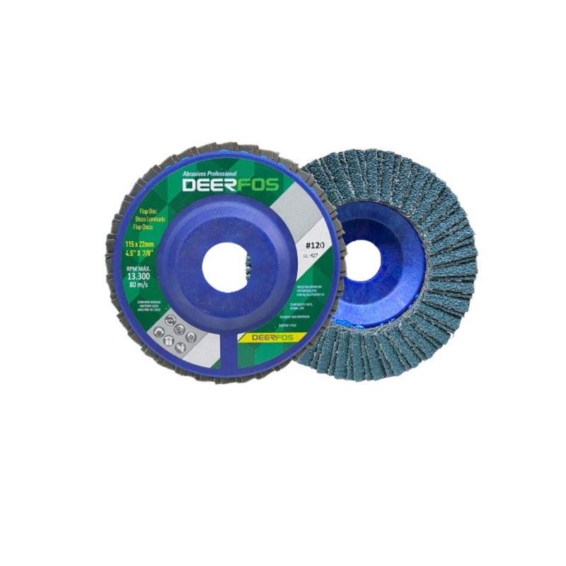 Disco Flap 115mm Plast KZ563 - GR120 - DEERFOS Disco Flap 115mm Plast KZ563 - GR120 - DEERFOS